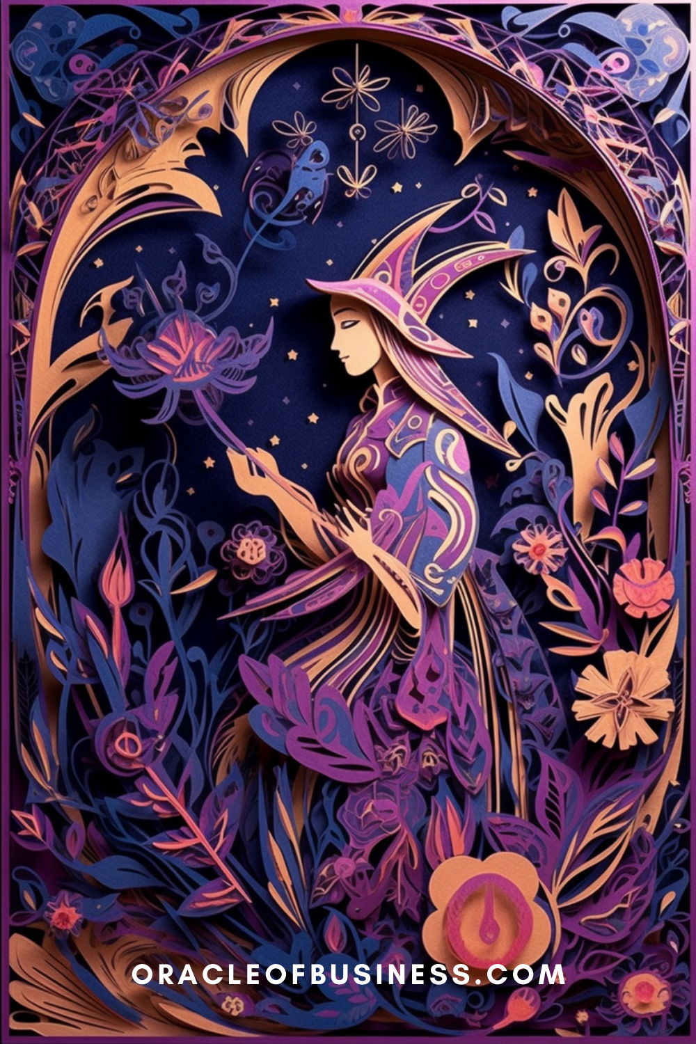Oracle of Business: Business Advice for Small Business Owners The cover of a book with a woman in a purple dress.
