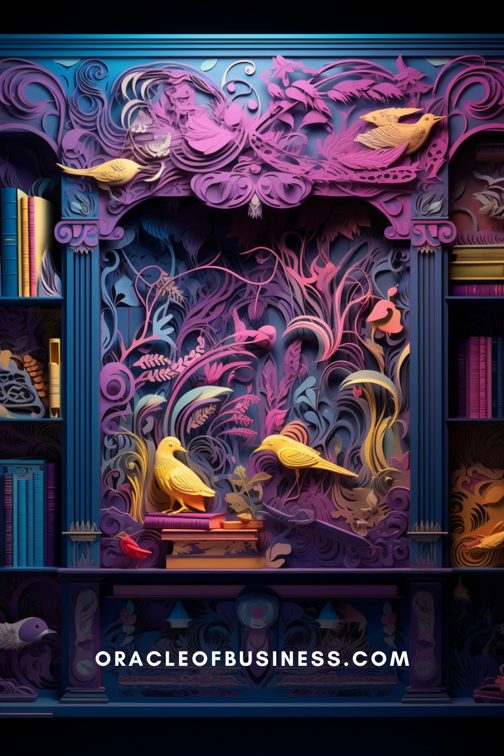 Oracle of Business: Business Advice for Small Business Owners A bookcase with birds and flowers on it.