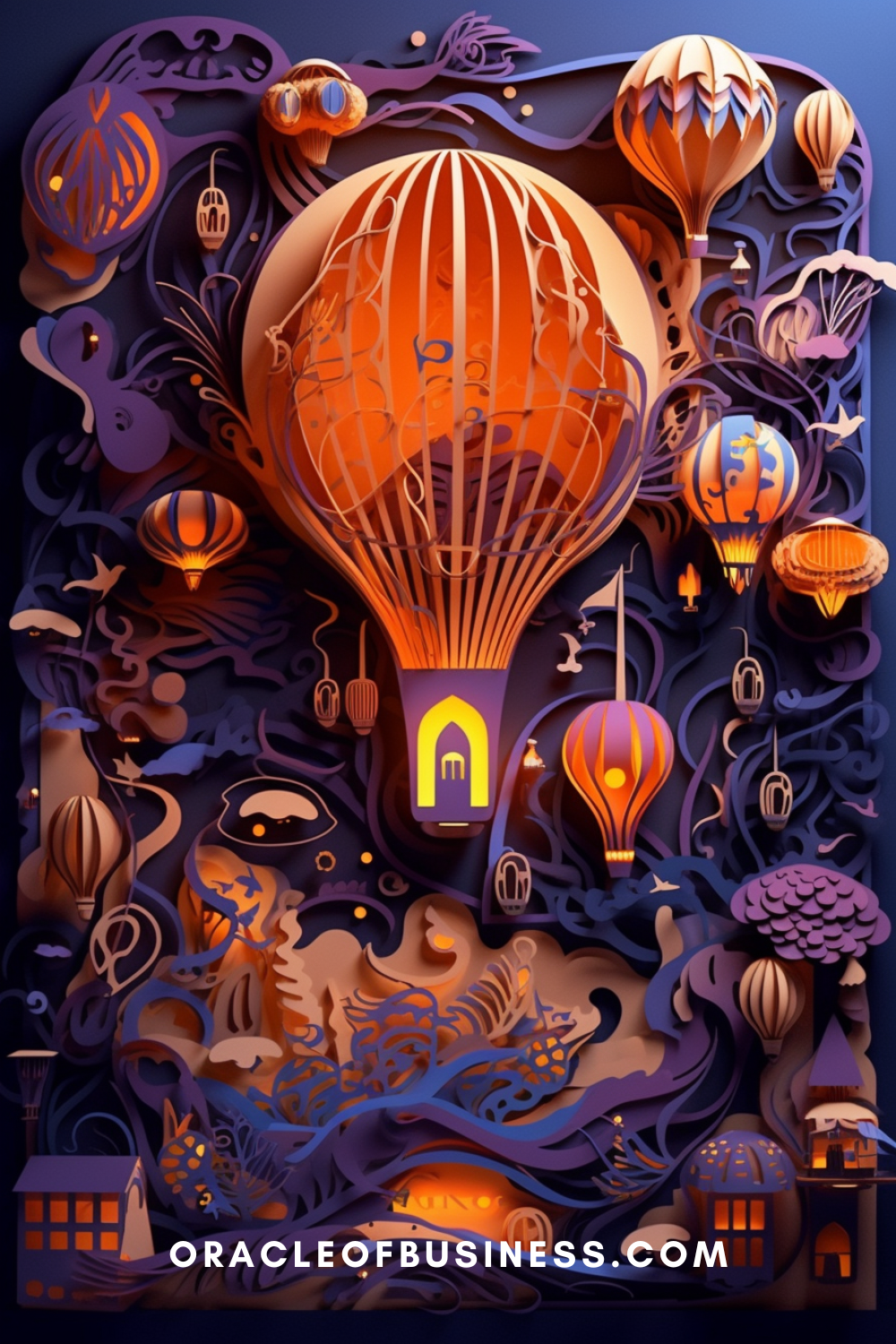 Oracle of Business: Business Advice for Small Business Owners An oracle business card with a hot air balloon in the background.