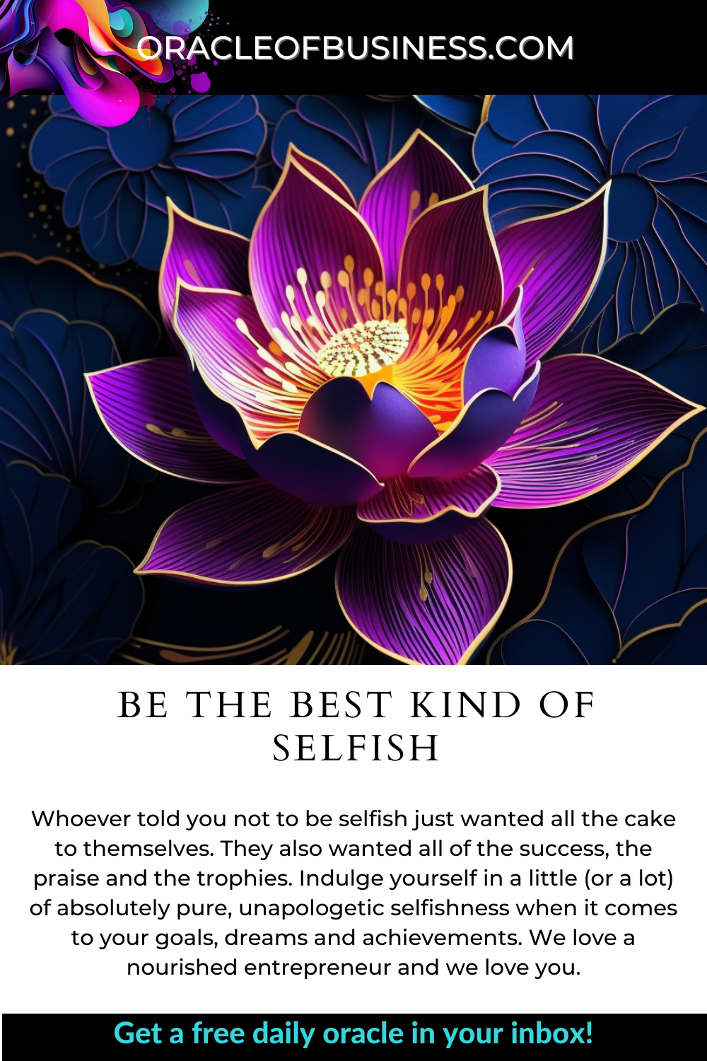 Oracle of Business: Business Advice for Small Business Owners Be the best kind of selfish. Oracle of Business: Business Advice for Small Business Owners Be the best kind of selfish.
