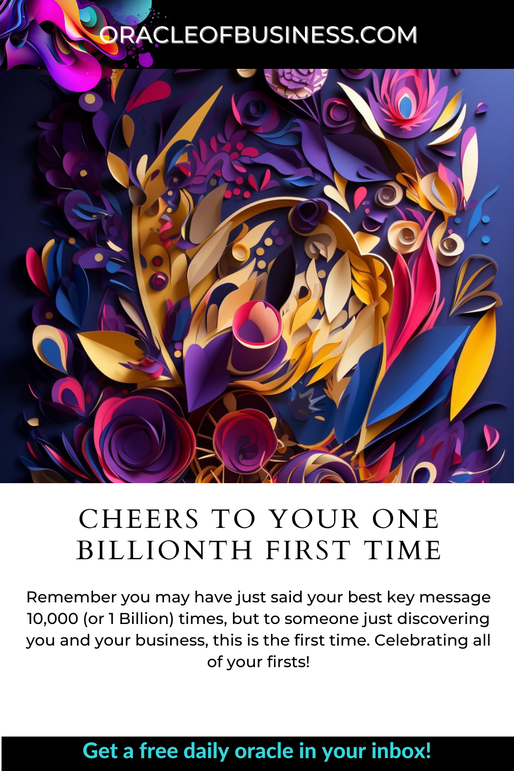 Oracle of Business: Business Advice for Small Business Owners Cheers to your one billion dollar first time. Oracle of Business: Business Advice for Small Business Owners Cheers to your one billion dollar first time.