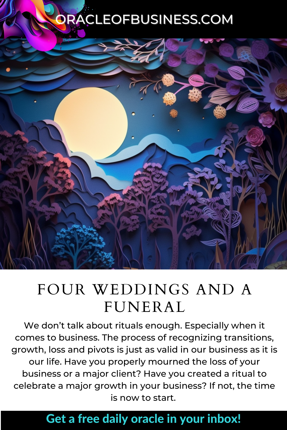 Oracle of Business: Business Advice for Small Business Owners Four weddings and a funeral. Oracle of Business: Business Advice for Small Business Owners Four weddings and a funeral.