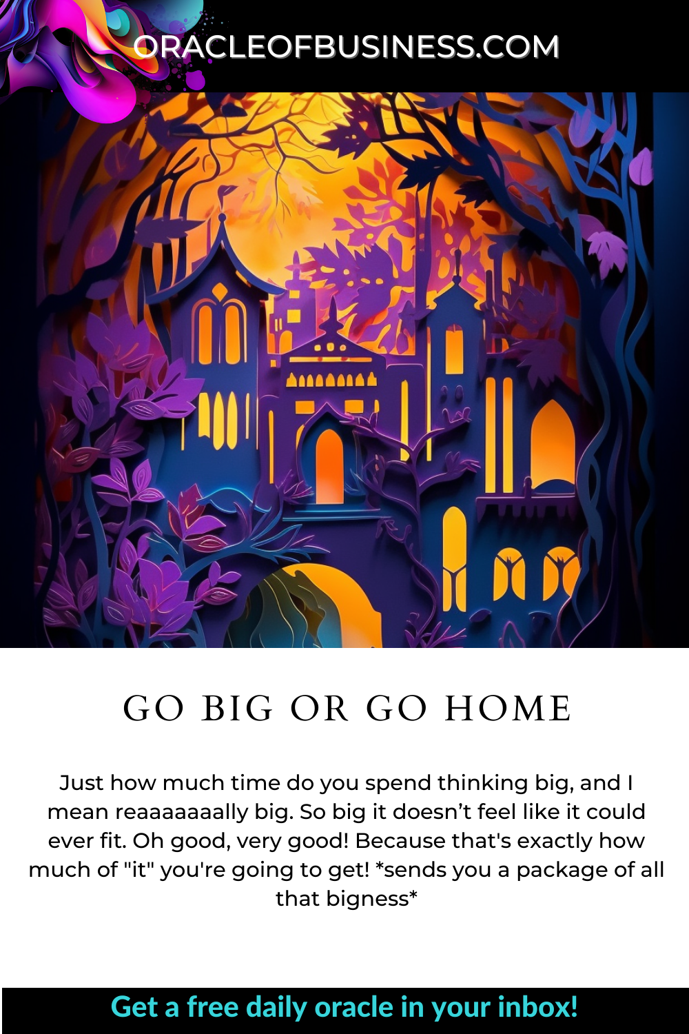 Oracle of Business: Business Advice for Small Business Owners Oracle business go big or go home. Oracle of Business: Business Advice for Small Business Owners Oracle business go big or go home.