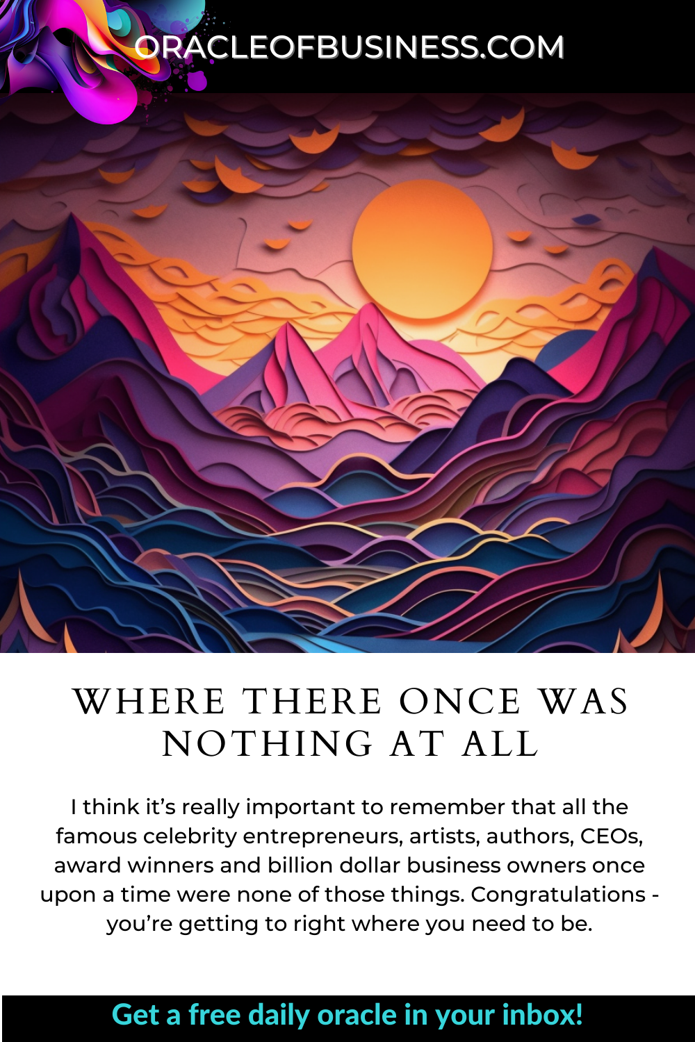 Oracle of Business: Business Advice for Small Business Owners Where there once was nothing at all. Oracle of Business: Business Advice for Small Business Owners Where there once was nothing at all.