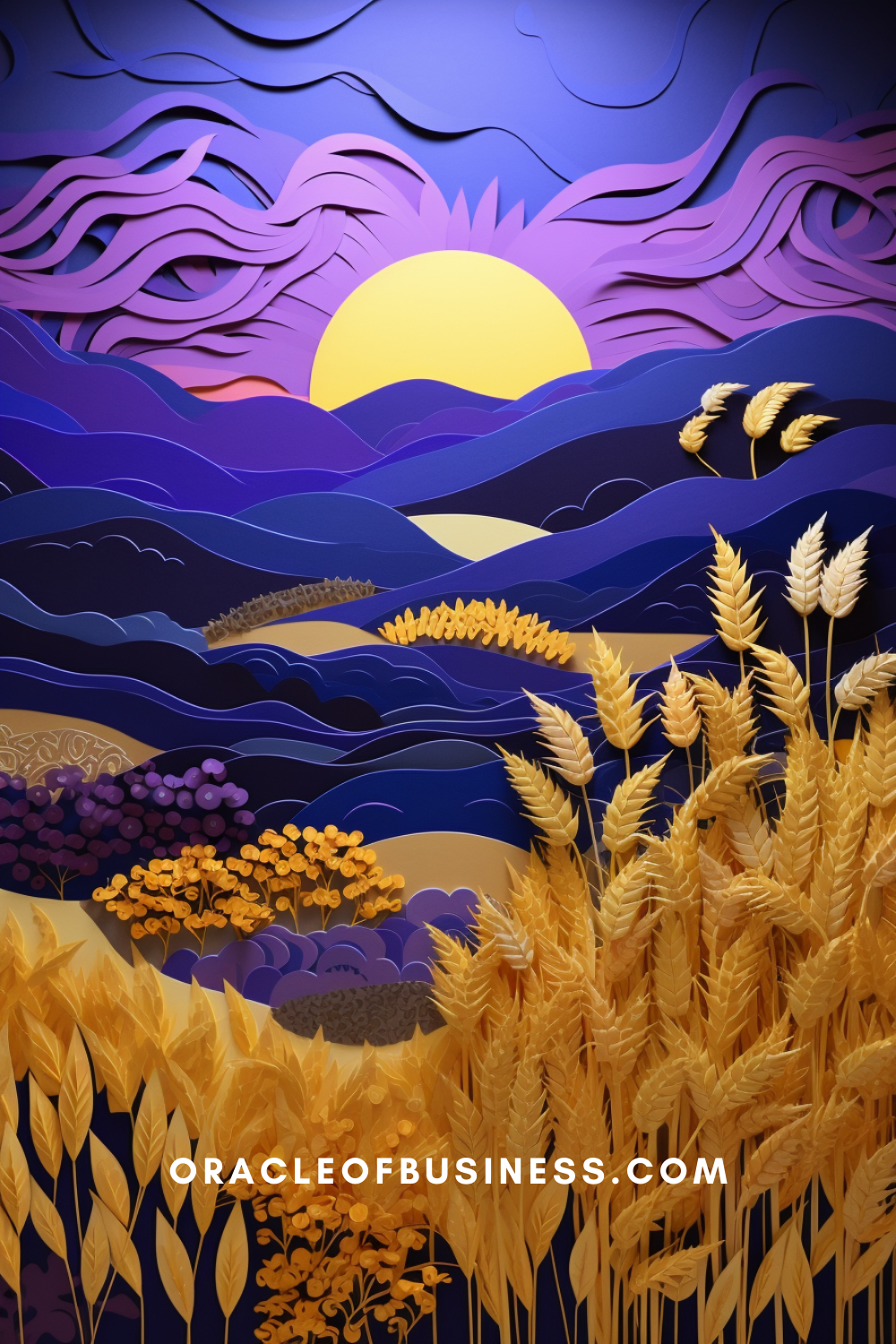 12 A paper cut out of a wheat field with the words oracle for business.