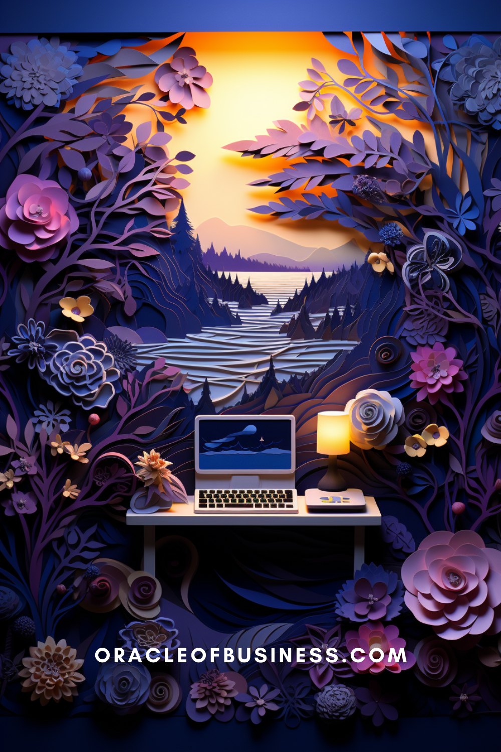 A paper cut out of a laptop and flowers.