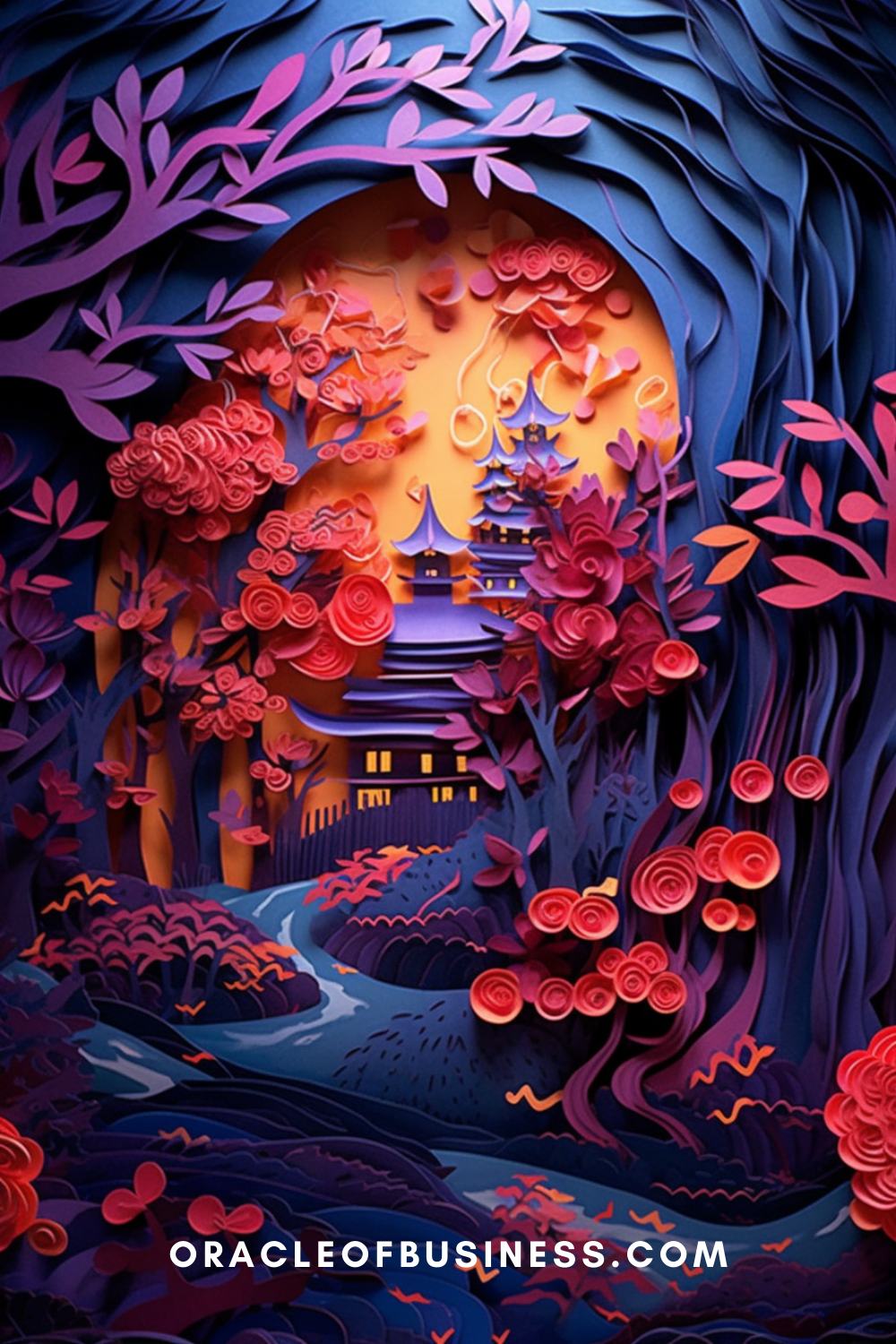 A paper cut out of a japanese castle.