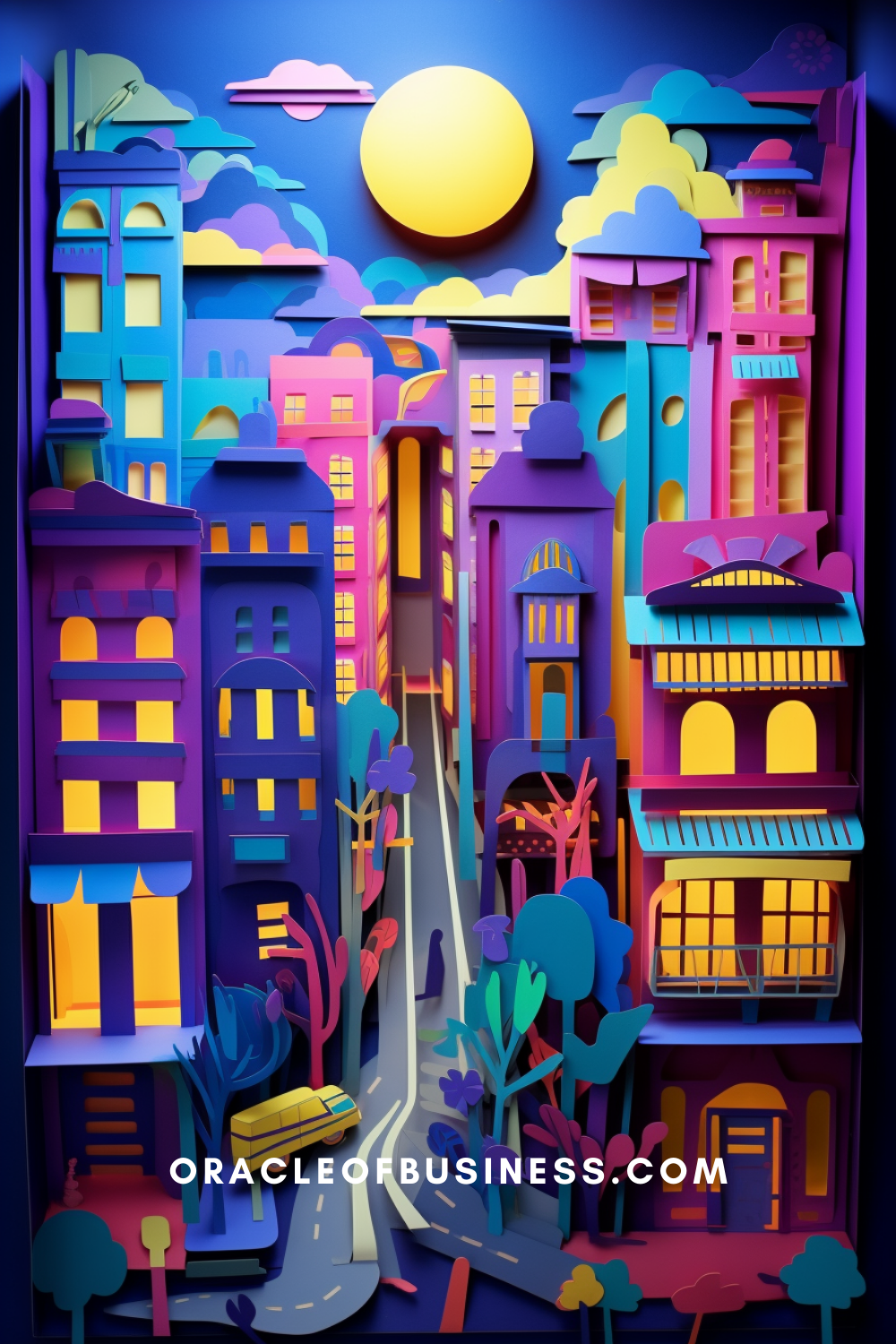 30 A colorful paper cut out of a city.