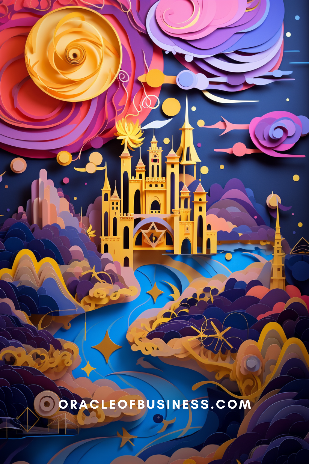 4 A paper cut out of a castle in the sky.