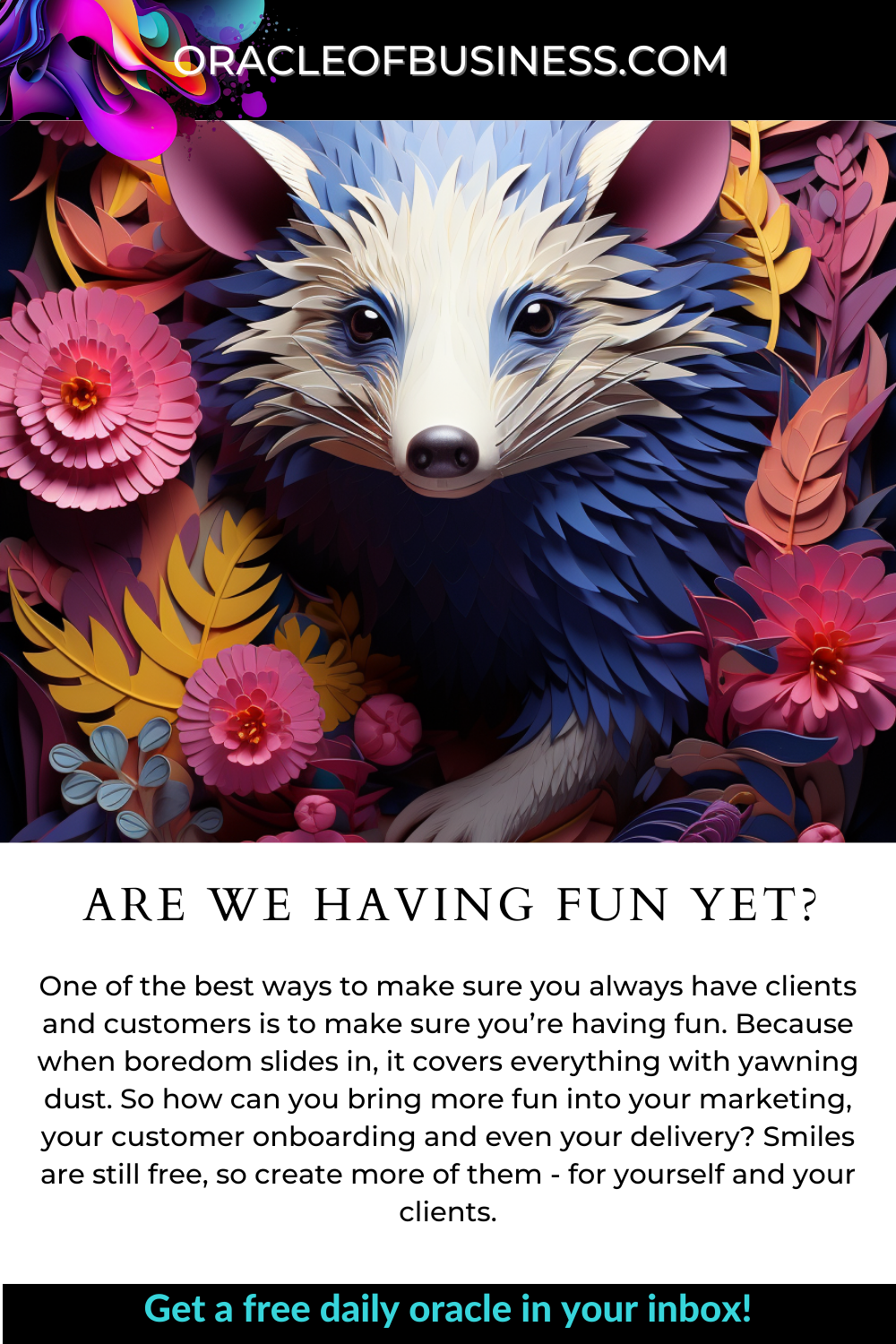 Are We Having Fun Yet A flyer with the text, are you having fun yet?.