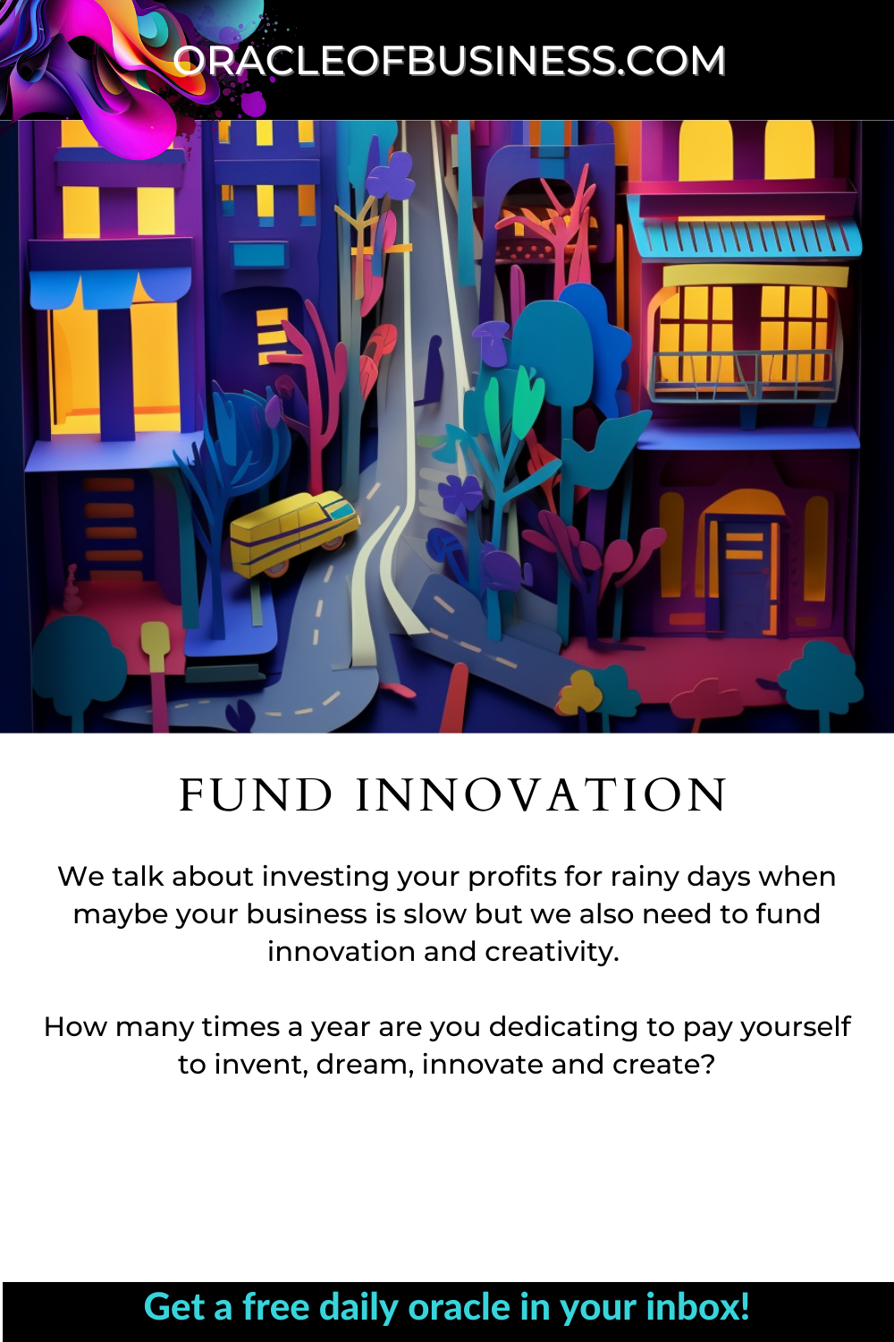 Fund Innovation A flyer with the words fund innovation.