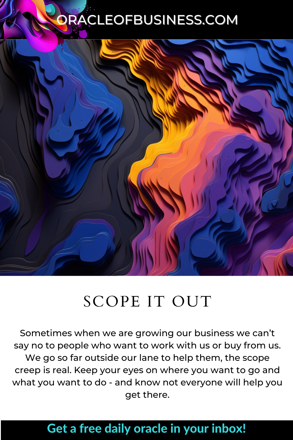 A flyer for oracle of business with the words scope it out.