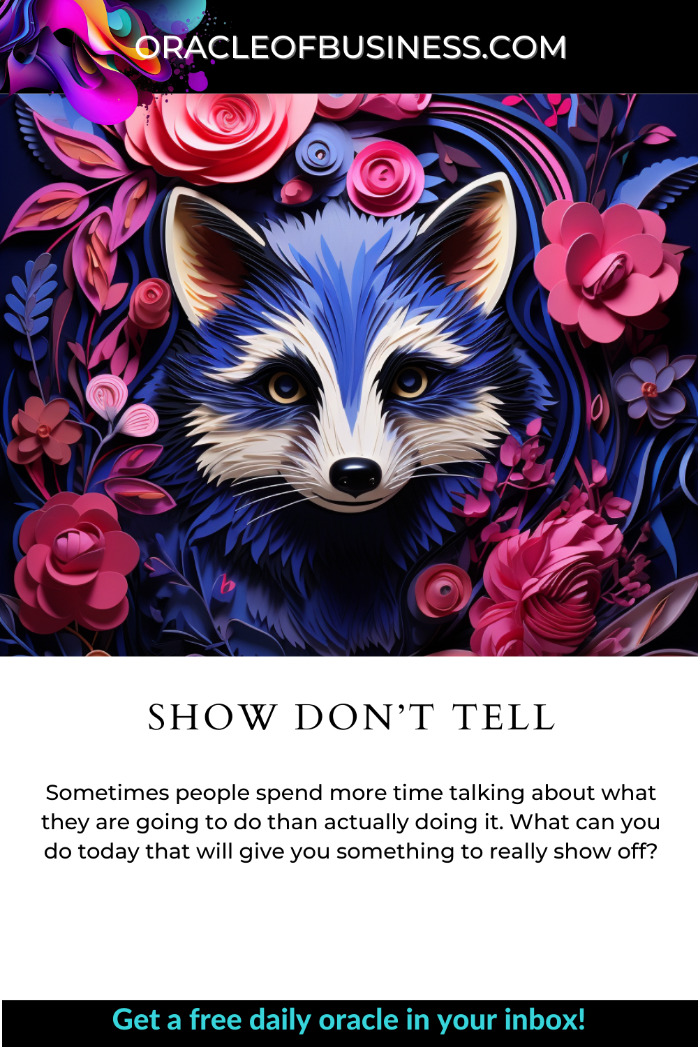 A flyer with the words show don't tell.
