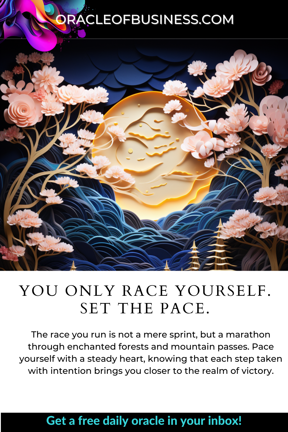 You Only Race Yourself. Set the Pace Oracle of business you only race yourself set the pace.