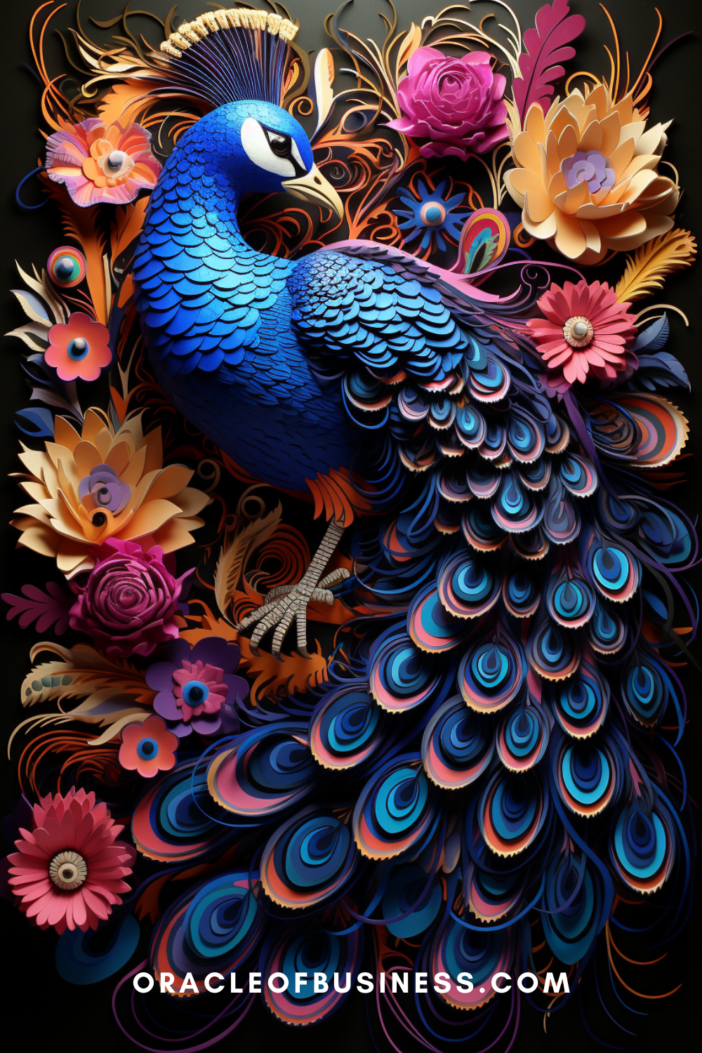 Oracle of Business: Business Advice for Small Business Owners A blue peacock with flowers on a black background. Oracle of Business: Business Advice for Small Business Owners A blue peacock with flowers on a black background.