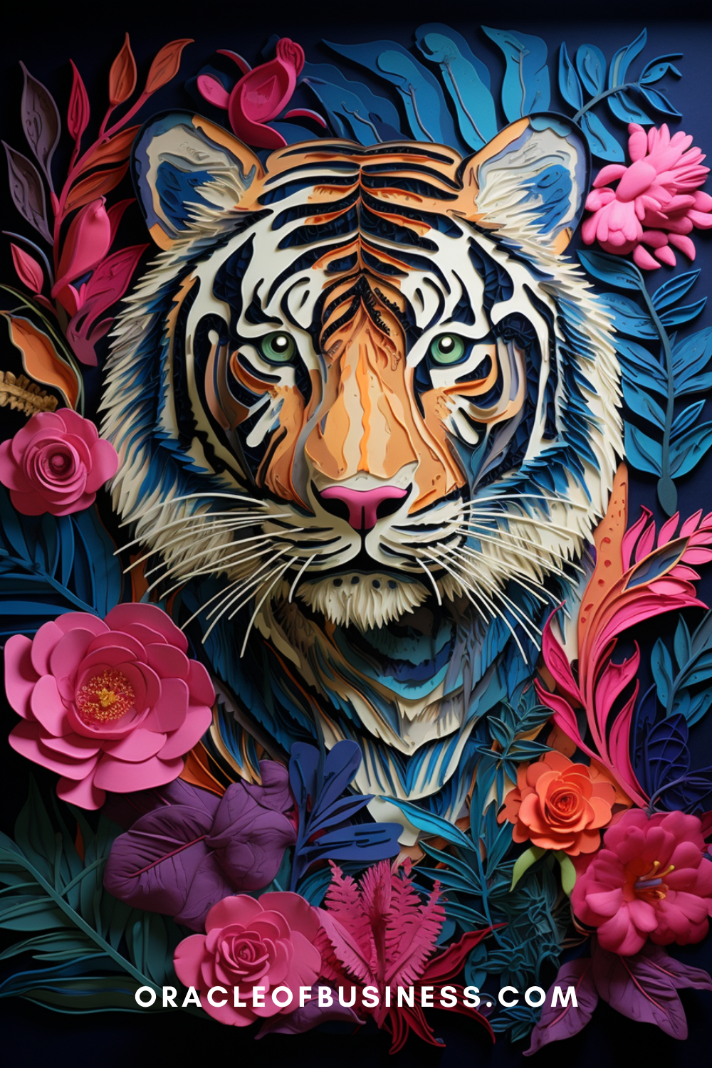 Oracle of Business: Business Advice for Small Business Owners An origami tiger with flowers in the background.