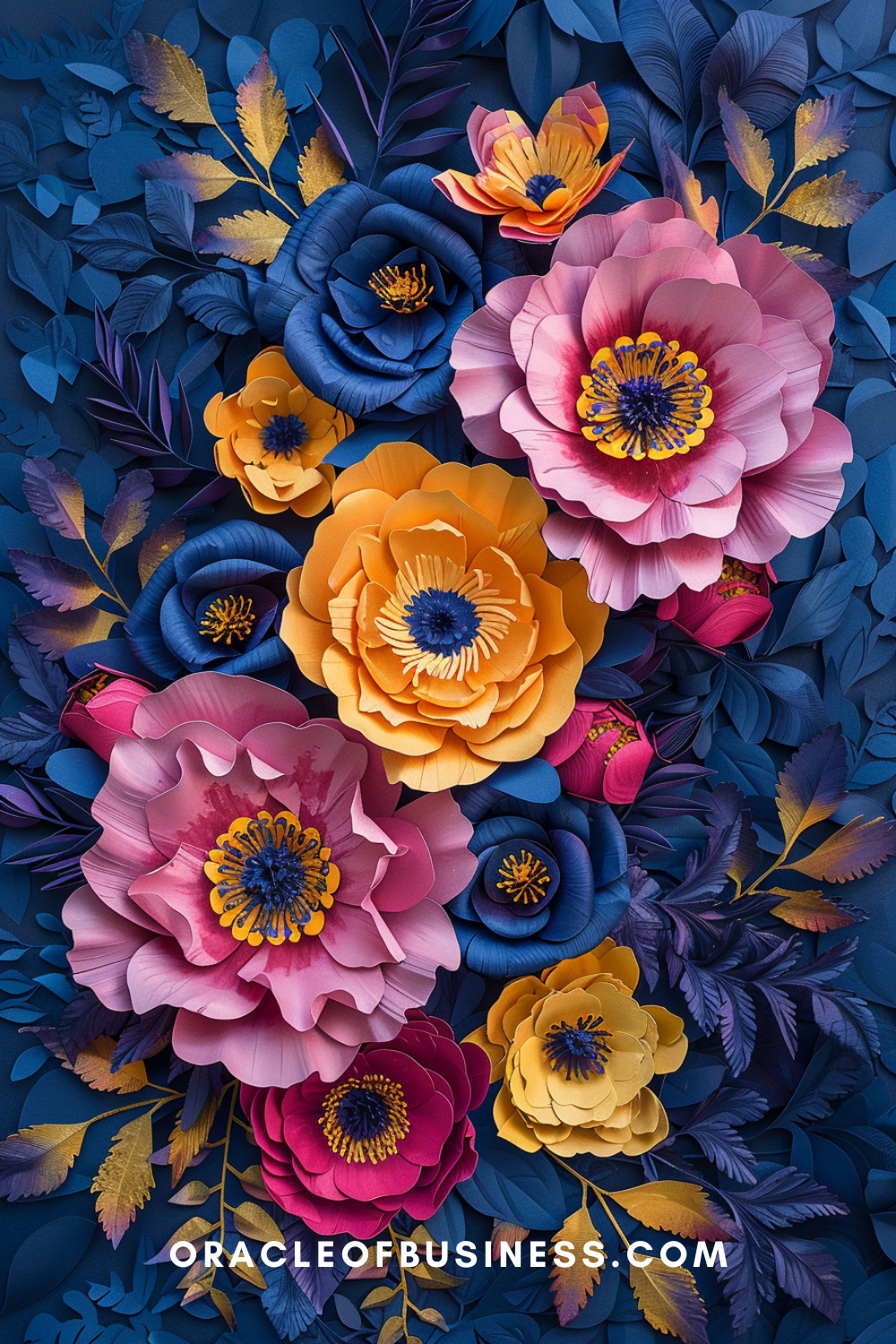 Oracle of Business: Business Advice for Small Business Owners Paper flowers on a blue background. Oracle of Business: Business Advice for Small Business Owners Paper flowers on a blue background.