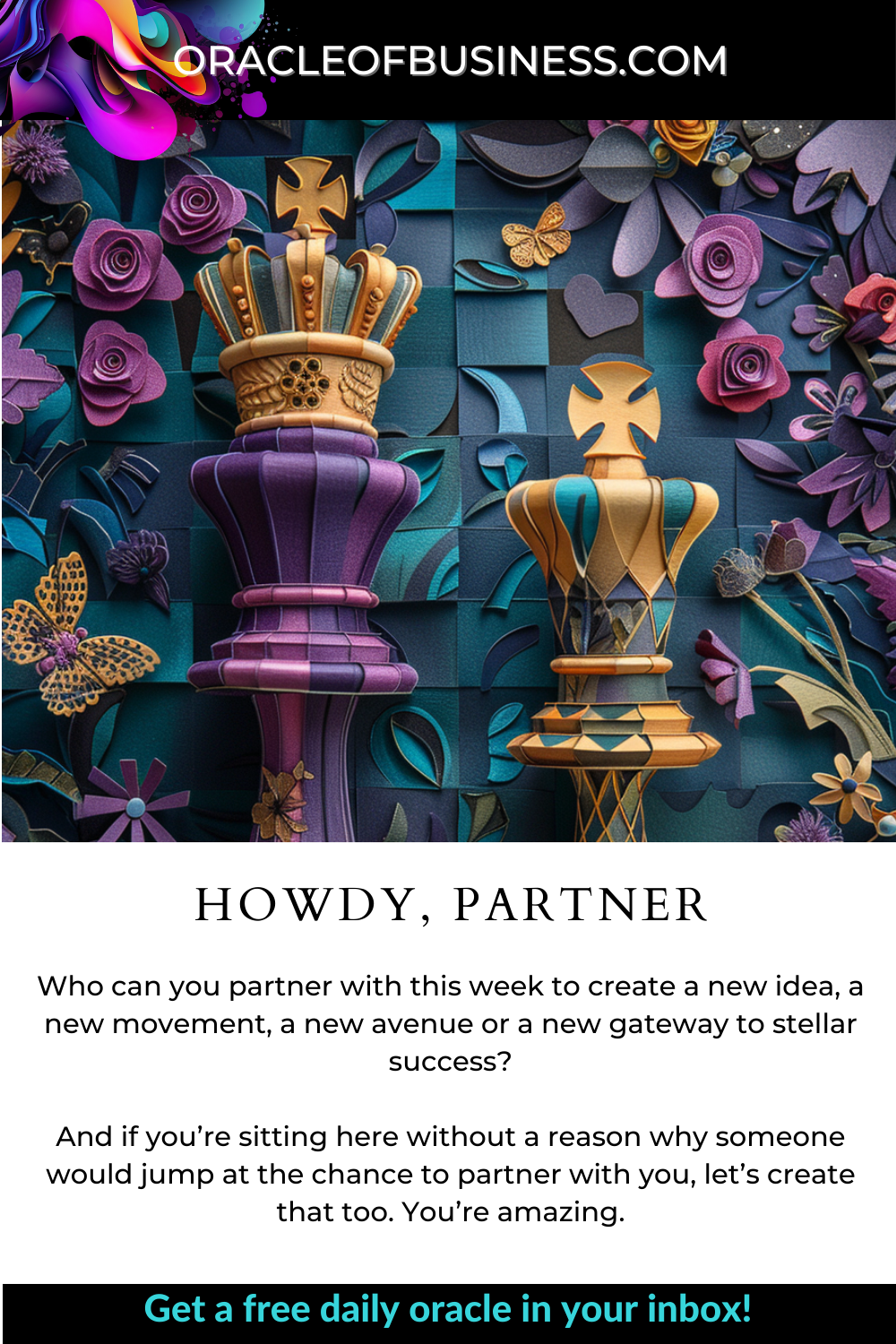 Oracle of Business: Business Advice for Small Business Owners A colorful chess pieces with flowers and butterflies.