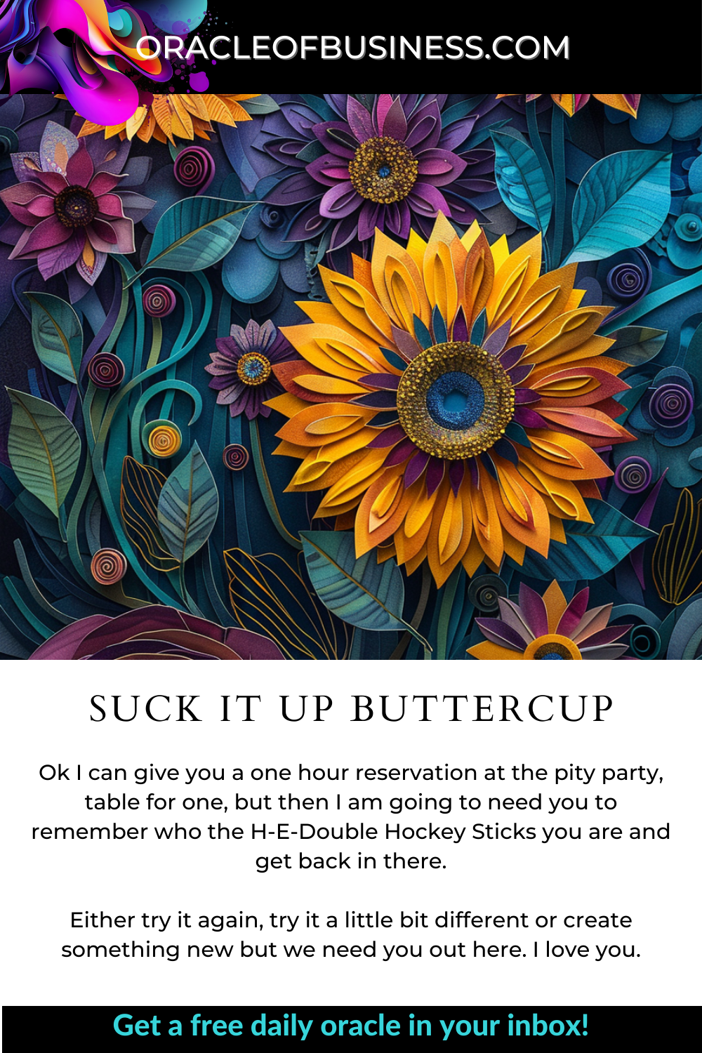Oracle of Business: Business Advice for Small Business Owners Oracle of business suck it buttercup. Oracle of Business: Business Advice for Small Business Owners Oracle of business suck it buttercup.