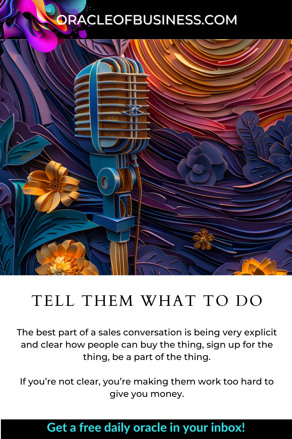 Oracle of Business: Business Advice for Small Business Owners A colorful paper cut out of a microphone. Oracle of Business: Business Advice for Small Business Owners A colorful paper cut out of a microphone.
