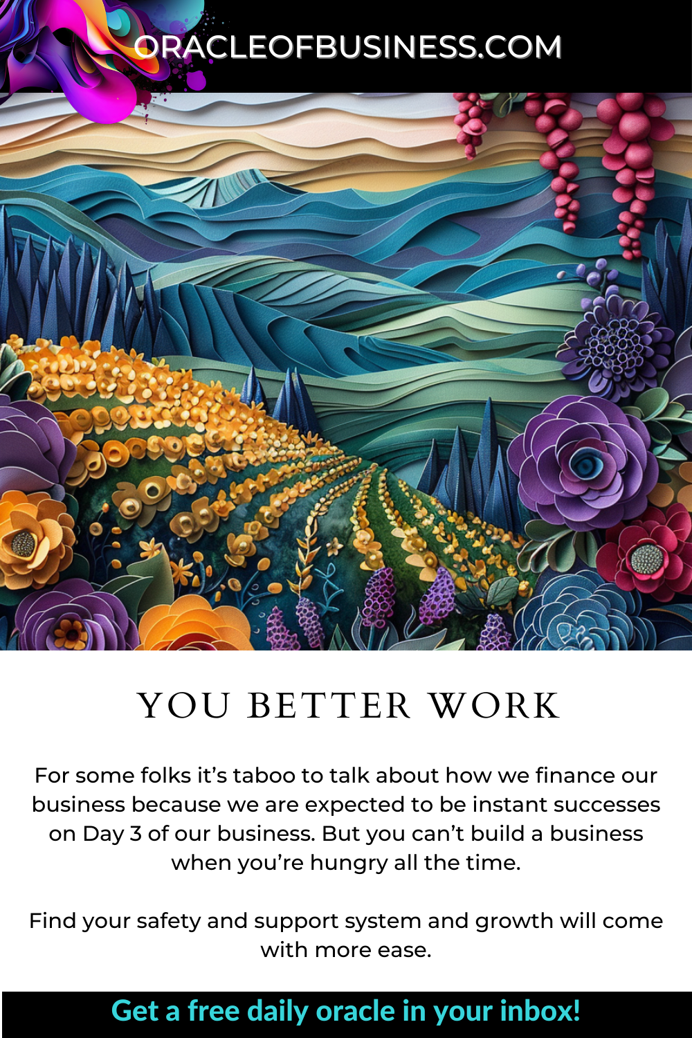 Oracle of Business: Business Advice for Small Business Owners A flyer for the oracle of business.