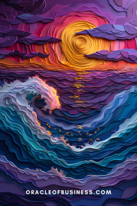 Oracle of Business: Business Advice for Small Business Owners Colorful layered paper art depicting a vibrant sunset and ocean waves, with detailed textures and a watermark stating “oracleofbusiness.com. Oracle of Business: Business Advice for Small Business Owners Colorful layered paper art depicting a vibrant sunset and ocean waves, with detailed textures and a watermark stating "oracleofbusiness.com.