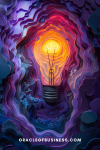 Oracle of Business: Business Advice for Small Business Owners A layered paper art depicting a light bulb glowing warmly at the center surrounded by colorful wavy patterns resembling geological strata, with “oracleofbusiness.com” at the bottom. Oracle of Business: Business Advice for Small Business Owners A layered paper art depicting a light bulb glowing warmly at the center surrounded by colorful wavy patterns resembling geological strata, with "oracleofbusiness.com" at the bottom.