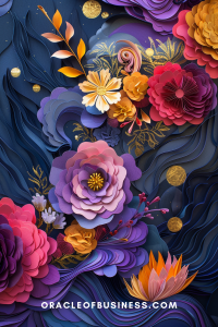 Oracle of Business: Business Advice for Small Business Owners Illustration of intricate 3d paper art featuring multilayered, colorful flowers in various shades and swirling patterns, with a dark background and scattered golden coins. Oracle of Business: Business Advice for Small Business Owners Illustration of intricate 3d paper art featuring multilayered, colorful flowers in various shades and swirling patterns, with a dark background and scattered golden coins.